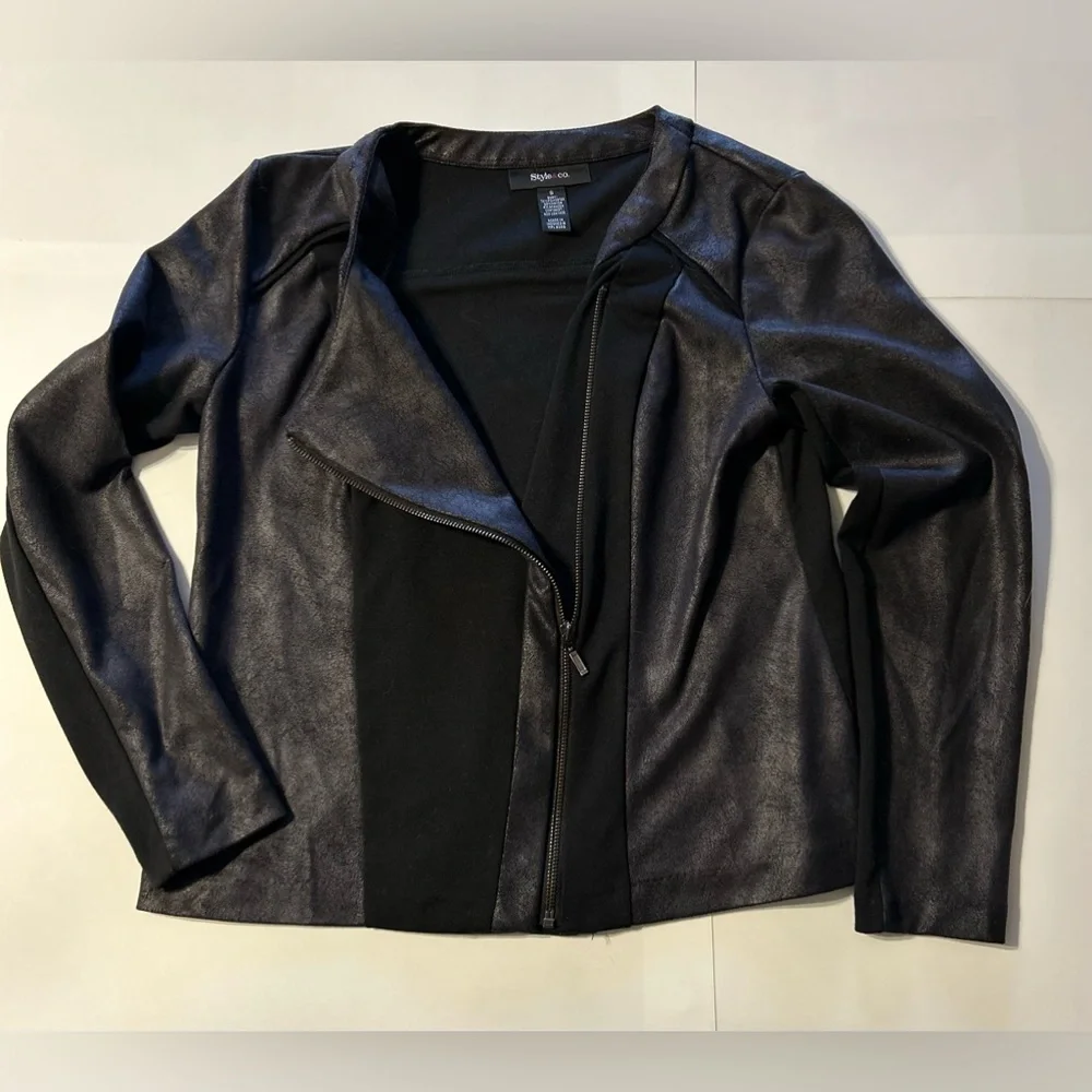 Style & Co Zip Up Black Blazer Size Small